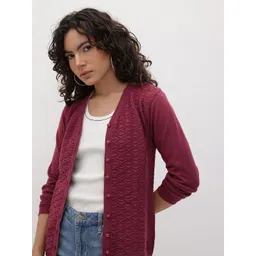 The Roadster Life Co. Self Design Textured Knitted Cardigan Sweater-picture-16