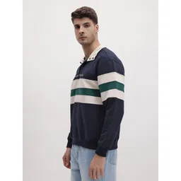 The Roadster Life Co. Self Striped Mock Collar Pullover with Snap Button Detail image 5