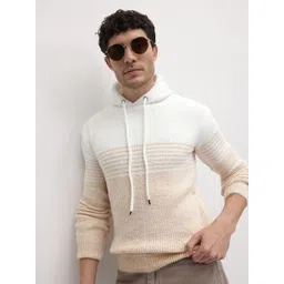 The Roadster Life Co. Self Striped Waffle Knit Hooded Woollen Pullover-picture-18