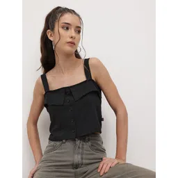 The Roadster Life Co. Shoulder Straps Button-Down Crop Top-picture-19