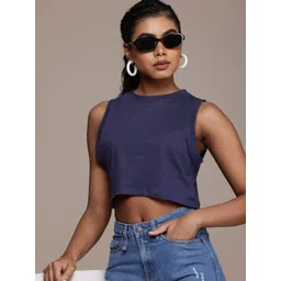 The Roadster Life Co. Sleeveless Cropped Pure Cotton T-shirt-picture-27