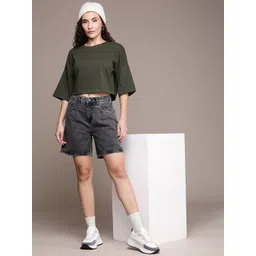 The Roadster Life Co. Solid Drop-Shoulder Sleeves Casual T-shirt-picture-35