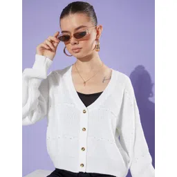 The Roadster Life Co. Solid V-Neck Cardigan with Sequin Detail-picture-21