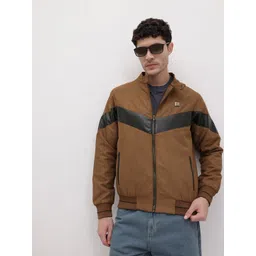 The Roadster Life Co. Suede Finish Colourblocked Bomber Jacket-picture-10
