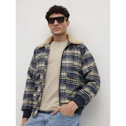 The Roadster Life Co. Tartan Checked Twill Weave Spread Collar Bomber Jacket-picture-10