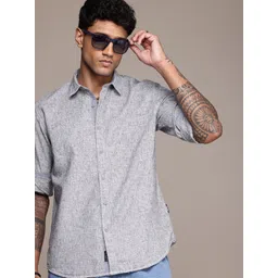 The Roadster Life Co. Textured Self Design Roll-Up Sleeves Casual Shirt-picture-40