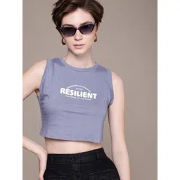 The Roadster Life Co. Typography Printed Crop Pure Cotton T-shirt-picture-16