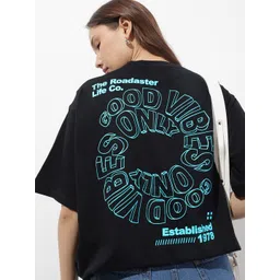 The Roadster Life Co. Typography Printed Pure Cotton Oversized T-shirt-picture-10