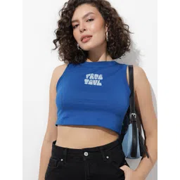 The Roadster Life Co. Typography Printed Slim Fit Crop T-shirt-picture-12