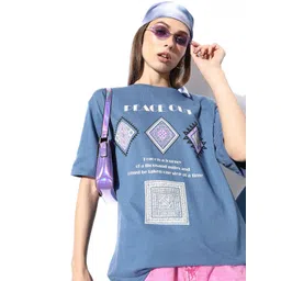 The Roadster Life Co. Women Printed Drop-Shoulder Sleeves Oversized T-shirt-picture-21