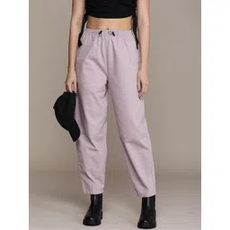 The Roadster Life Co. Women Solid Mid-Rise Pure Cotton Regular Trousers-picture-11