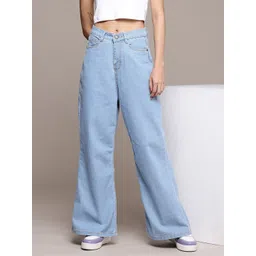 The Roadster Life Co. Women Wide Leg Light Fade Stretchable Jeans-picture-20