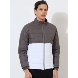 The Roadster Lifestyle Co Colourblocked Mock Collar Padded Jacket-picture-18