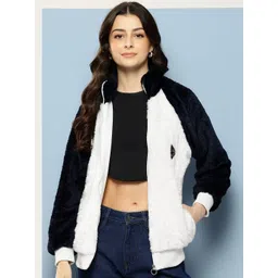 The Roadster Lifestyle Co Colourblocked Woolen Mock Collar Party Wear Jacket-picture-33