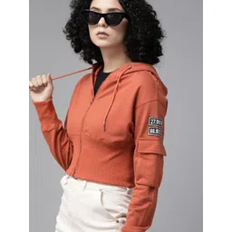 The Roadster Lifestyle Co. Crop Hooded Sweatshirt With Pocket Detail-picture-16