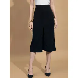 The Roadster Lifestyle Co Front-Slit Midi Straight Skirt-picture-27