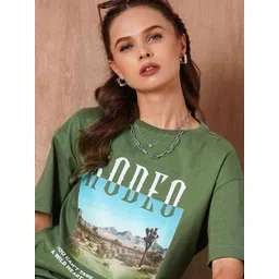 The Roadster Lifestyle Co Graphic Printed Round Neck Pure Cotton Oversized T-Shirt-image-13