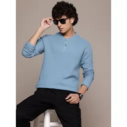 The Roadster Lifestyle Co. Henley Neck Textured Knit T-shirt-picture-23