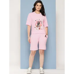 The Roadster Lifestyle Co Human Printed Round Neck T-Shirt With Shorts Co-Ords-picture-33