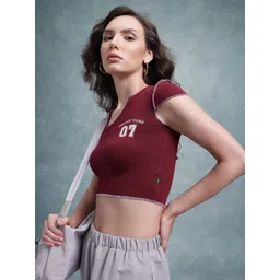 The Roadster Lifestyle Co. Jewel Neck Cotton Crop Top-picture-36