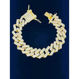 The Roadster Lifestyle Co. Men 18K Gold-Plated Cubic Zirconia Studded Link Bracelet-picture-13