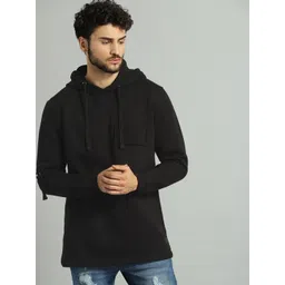 The Roadster Lifestyle Co Men Black Solid Hooded Pullover Sweatshirt-picture-16