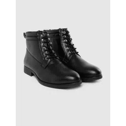 The Roadster Lifestyle Co Men Black Solid Mid Top Flat Boots-picture-19
