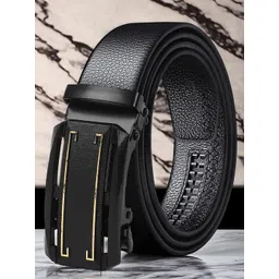 The Roadster Lifestyle Co. Men Black Textured Vegan Leather Belt-picture-30