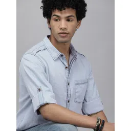 The Roadster Lifestyle Co Men Blue Opaque Casual Shirt-picture-40