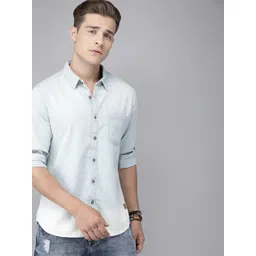 The Roadster Lifestyle Co Men Blue Regular Fit Solid Casual Shirt-picture-38