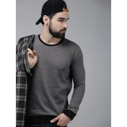 The Roadster Lifestyle Co. Men Charcoal Grey Solid Sweatshirt-picture-29