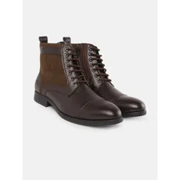 The Roadster Lifestyle Co Men Coffee Brown Mid-Top Flat Boots-image-41
