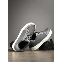 The Roadster Lifestyle Co. Men Grey Comfort Insole Contrast Sole Lace-Up Sneakers-picture-31