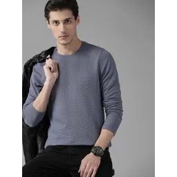 The Roadster Lifestyle Co Men Grey  Waffle Texture T-shirt-picture-30