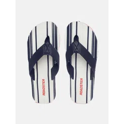 The Roadster Lifestyle Co Men Navy Blue & White Striped Thong Flip-Flops-picture-16