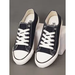 The Roadster Lifestyle Co. Men Navy Blue Textured Comfort Insole Canvas Lace-Up Sneakers-picture-32