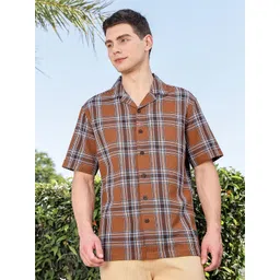 The Roadster Lifestyle Co. Men Premium Relaxed Fit Tartan Checked Cotton Casual Shirt-picture-39