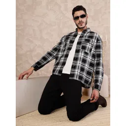 The Roadster Lifestyle Co. Men Relaxed Checked Cotton Oversized Casual Shirt-picture-33
