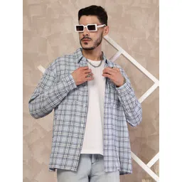 The Roadster Lifestyle Co. Men Relaxed Checked Cotton Oversized Casual Shirt-picture-30