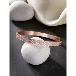 The Roadster Lifestyle Co Men Rose Gold-Plated Kada Bracelet-picture-14