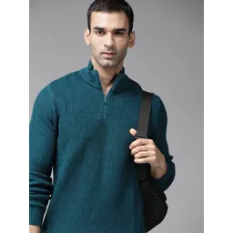 The Roadster Lifestyle Co. Men Self Design High Neck Sweater-picture-10