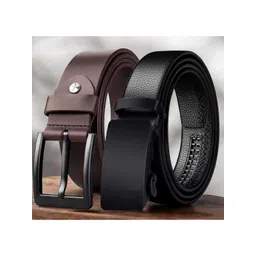 The Roadster Lifestyle Co. Men Set Of 2 Leather Textured Formal Belts-picture-34