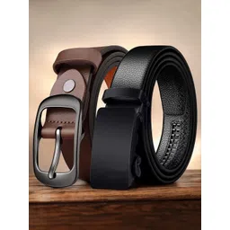 The Roadster Lifestyle Co. Men Set Of 2 Textured Leather Belts-picture-39