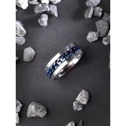 The Roadster Lifestyle Co Men Stainless Steel Rhodium Plated Finger Ring-picture-25