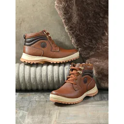 The Roadster Lifestyle Co. Men Tan Brown Textured Biker Boots-picture-25