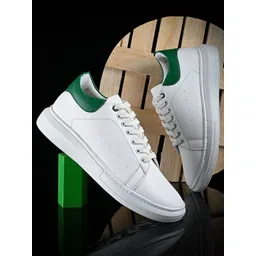 The Roadster Lifestyle Co. Men White & Green Perforated Lightweight Sneakers-picture-28