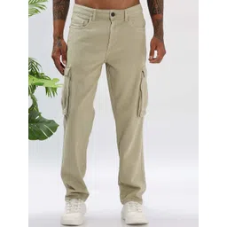 The Roadster Lifestyle Co MenPure Cotton Relaxed Fit Mid Rise Cargo Jeans-picture-26