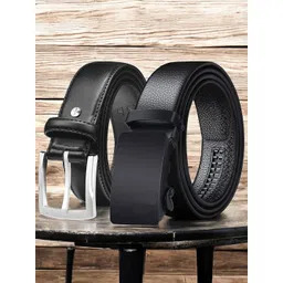 The Roadster Lifestyle Co. Pack Of 2 Men Tang & Slider Buckle Closure Formal Belts-picture-10