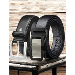 The Roadster Lifestyle Co. Pack Of 2 Men Tang & Slider Buckle Closure Formal Belts-picture-27