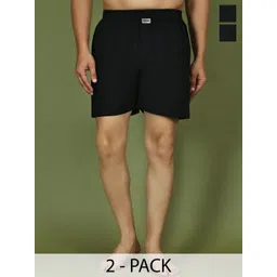 The Roadster Lifestyle Co Pack Of 2 Pure Cotton Breathable Boxers RDBX_154Black-Black_Pack-picture-12